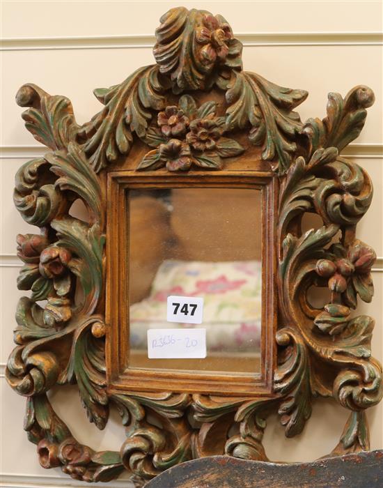 A modern Florentine design acanthus carved wall mirror, W.33cm